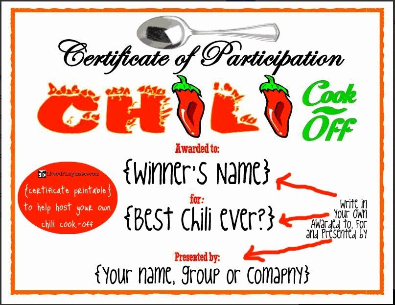 Chili Cook Off Award Certificate Template Luxury Hosting A Chili Cook F In 5 Easy Steps with Printables