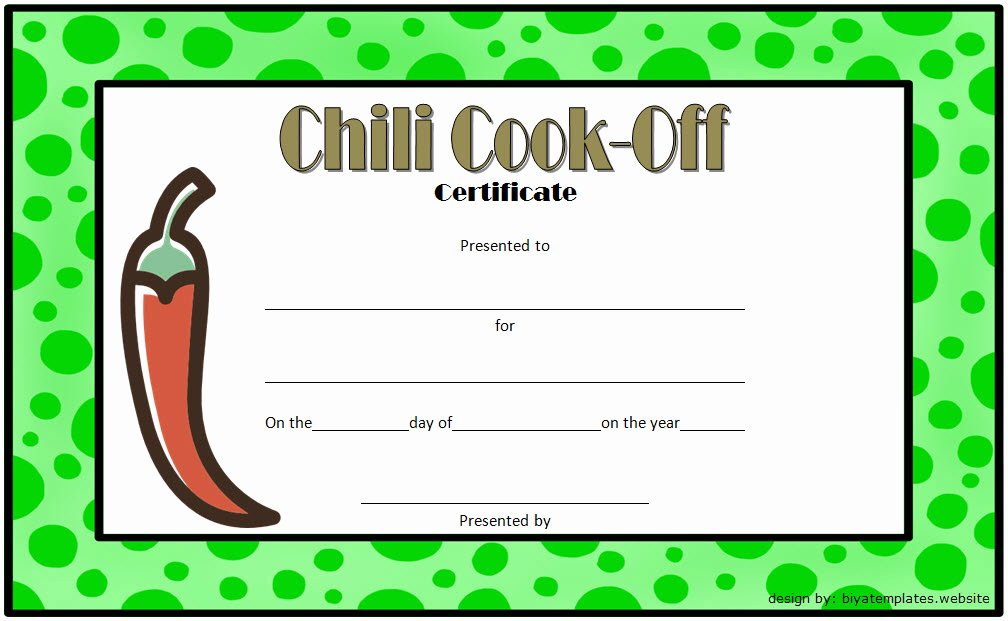 chili cook off certificate template