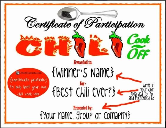 Chili Cook Off Winner Certificate Template Awesome Pinterest • the World’s Catalog Of Ideas