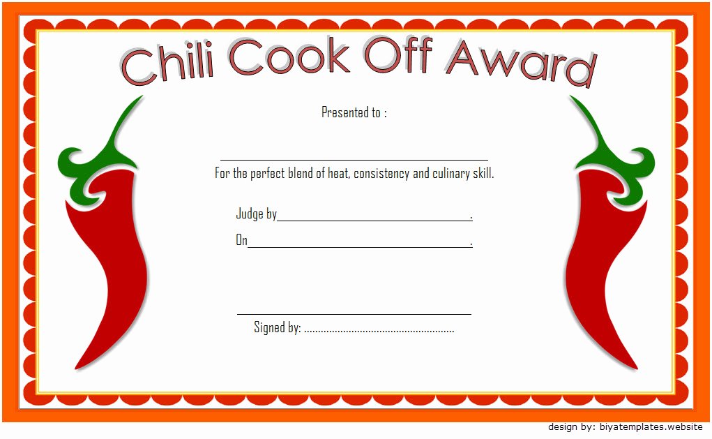 chili cook off certificate template