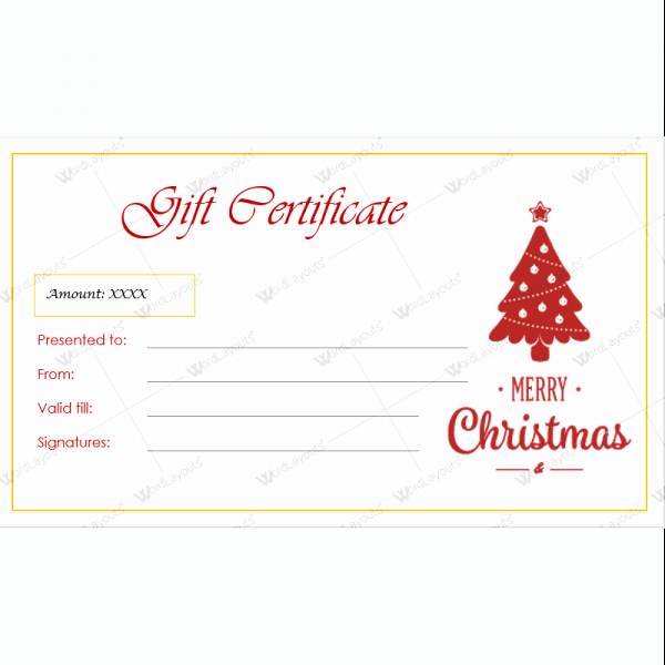 Christmas Gift Certificate Template Word Beautiful Christmas Gift Certificate Template 38 Word Layouts