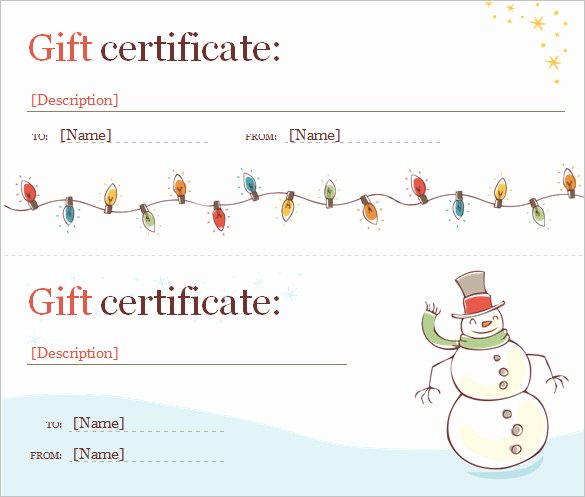 Christmas Gift Certificate Template Word Unique Word Certificate Template 53 Free Download Samples