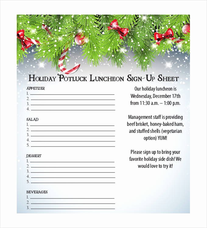 Christmas Potluck Sign Up Sheet Luxury Sign Up Sheets 58 Free Word Excel Pdf Documents