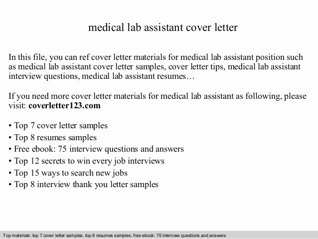 Clinical assistant Cover Letter Inspirational Medical Lab assistant Cover Letter
