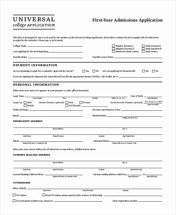 College Application Sample Luxury Free 7 Sample College Application forms