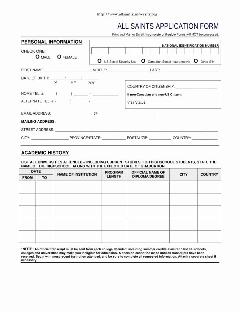 College Application Sample Unique 9 College Application form Templates Pdf