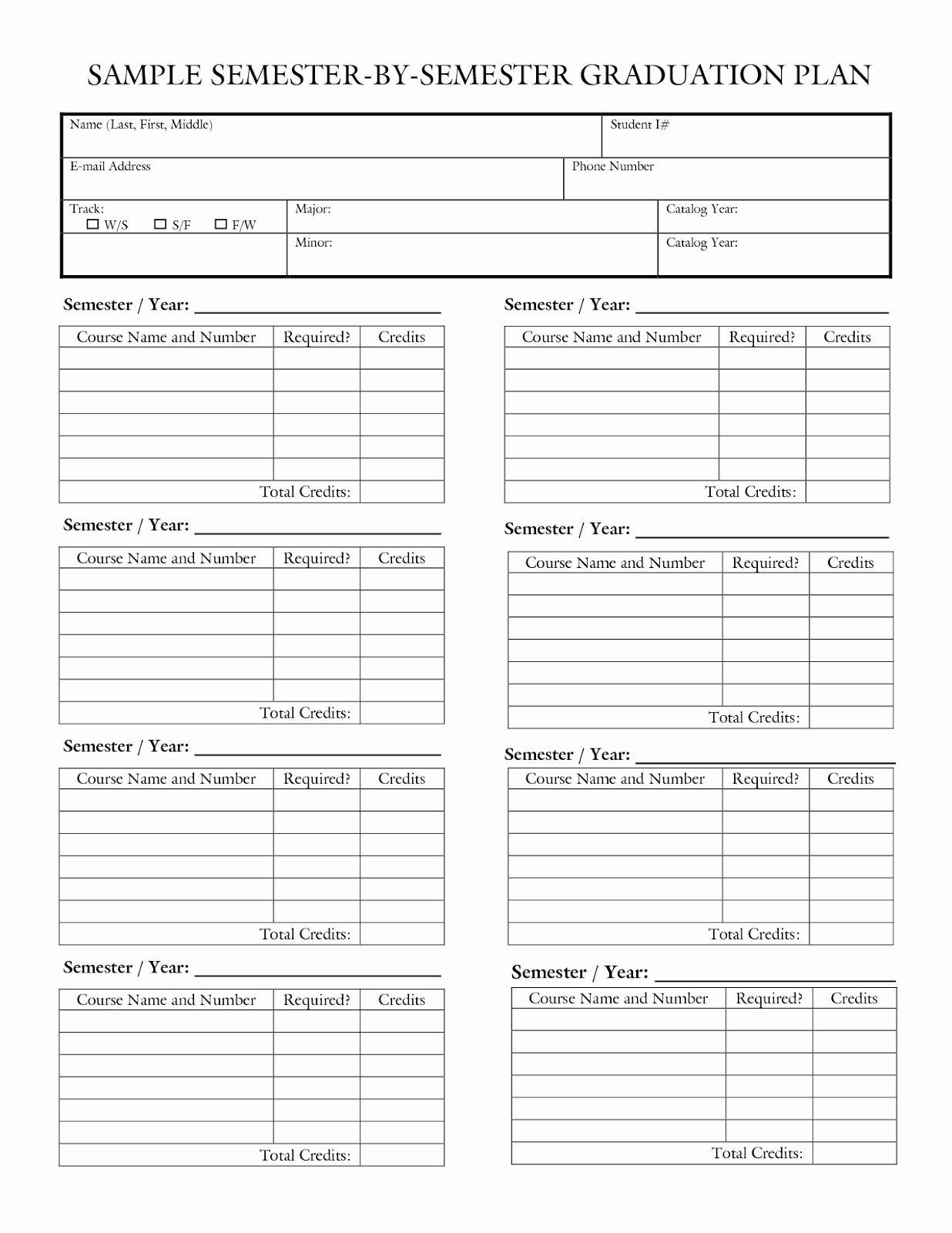 College Class Schedule Planner New College Course Planner