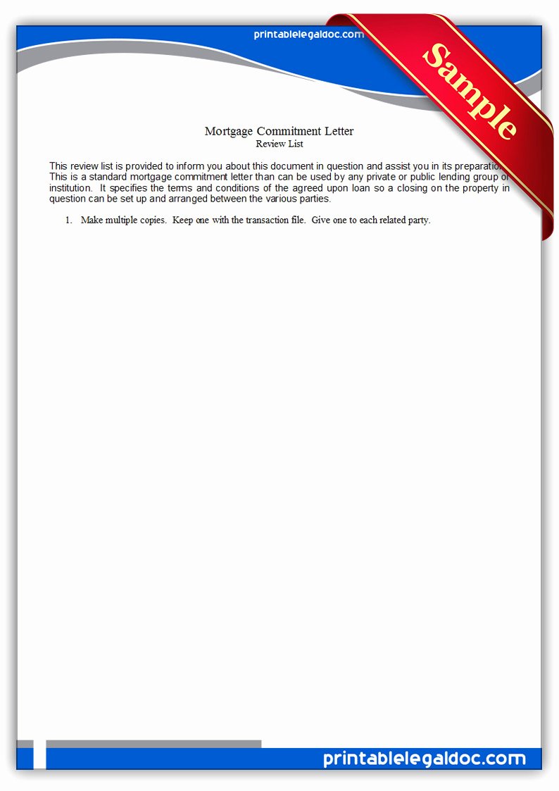 Commitment Letter for Work Best Of Free Printable Mortgage Mitment Letter form Generic