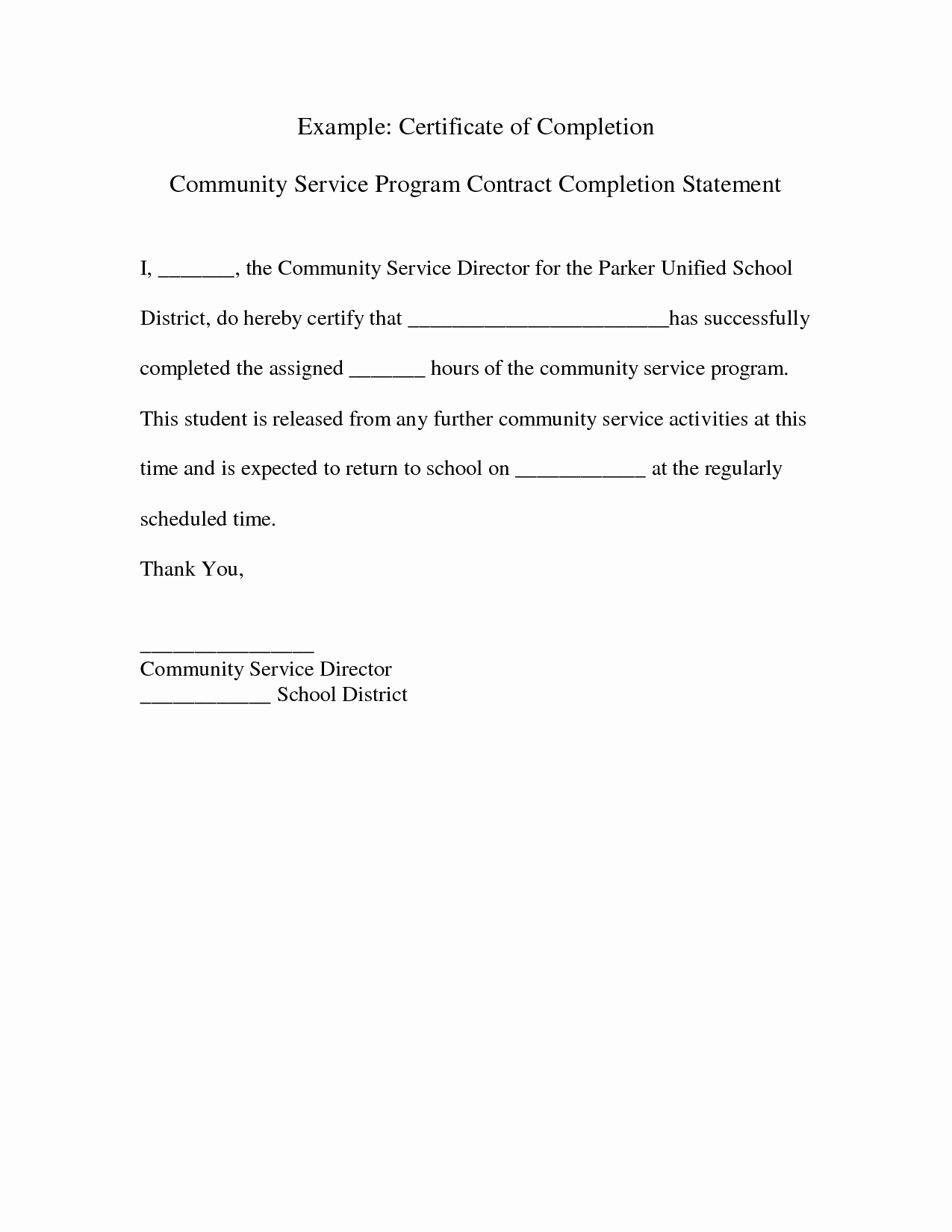 Community Service Hours Certificate Template Best Of Project Pletion Letter Sample