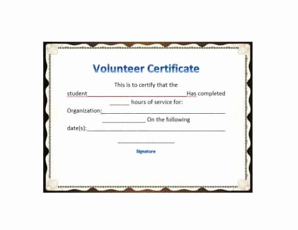 Community Service Hours Certificate Template Inspirational 50 Free Volunteering Certificates Printable Templates