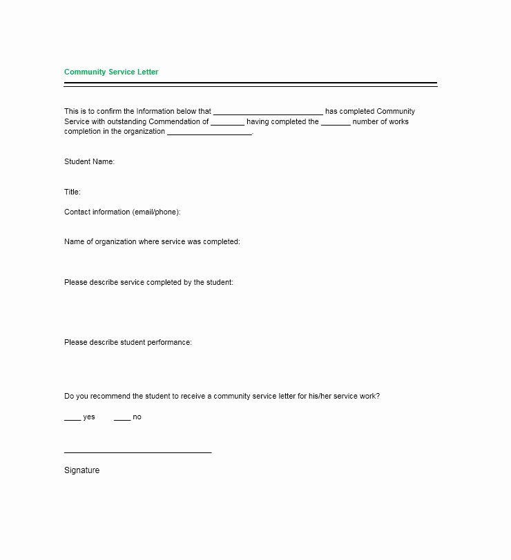 Community Service Hours Certificate Template New Munity Service Letter 40 Templates [ Pletion