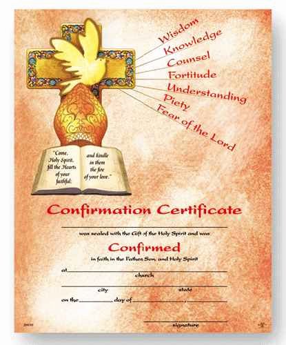 Confirmation Certificate Template Catholic Inspirational Cross &amp; Dove Certificate Of First Munion &amp; Envelopes