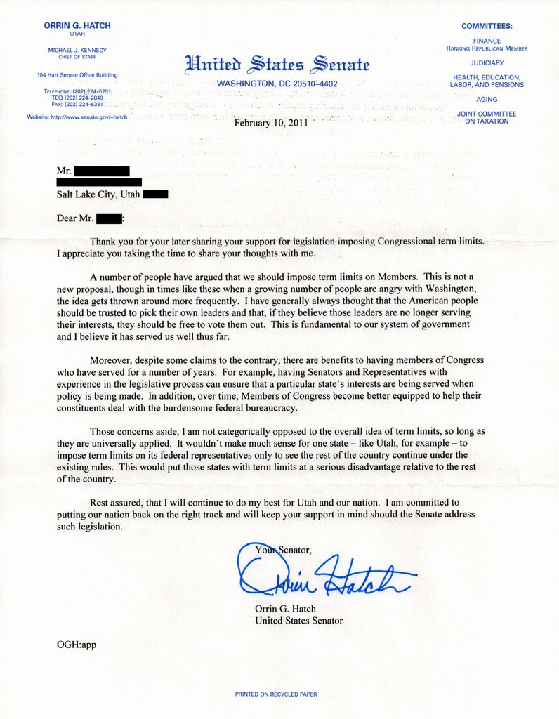 sample letter to senator 18
