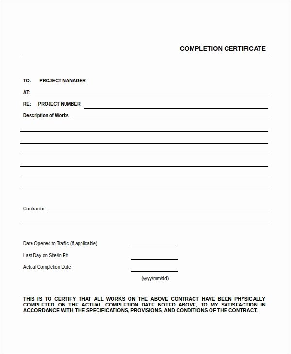 Construction Certificate Of Completion Template Elegant Work Certificate Template 18 Free Word Pdf Document