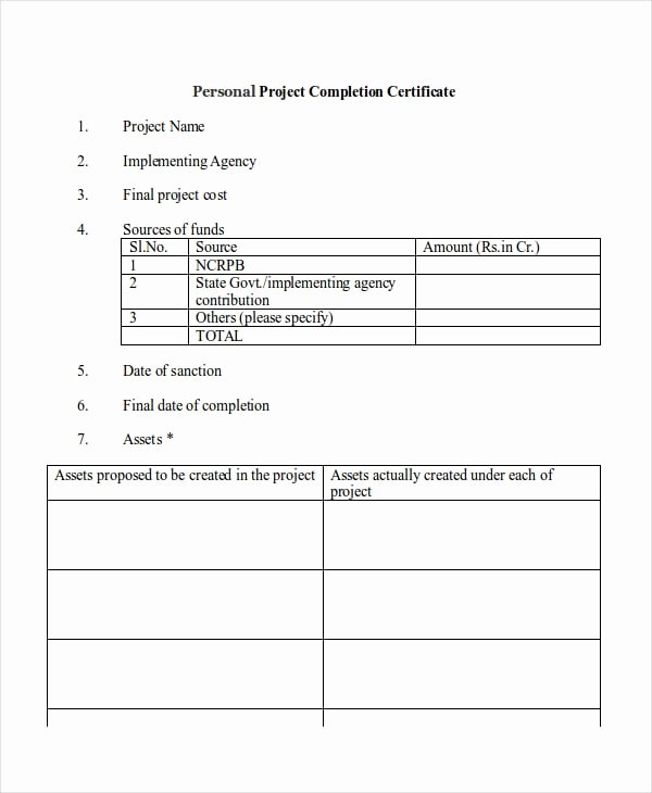 Construction Completion Certificate Template Inspirational 38 Pletion Certificate Examples Psd Pdf Word