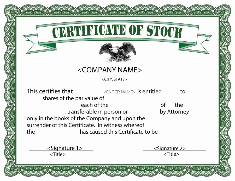 Corporate Stock Certificate Template Word Fresh formatted Stock Certificate Templates