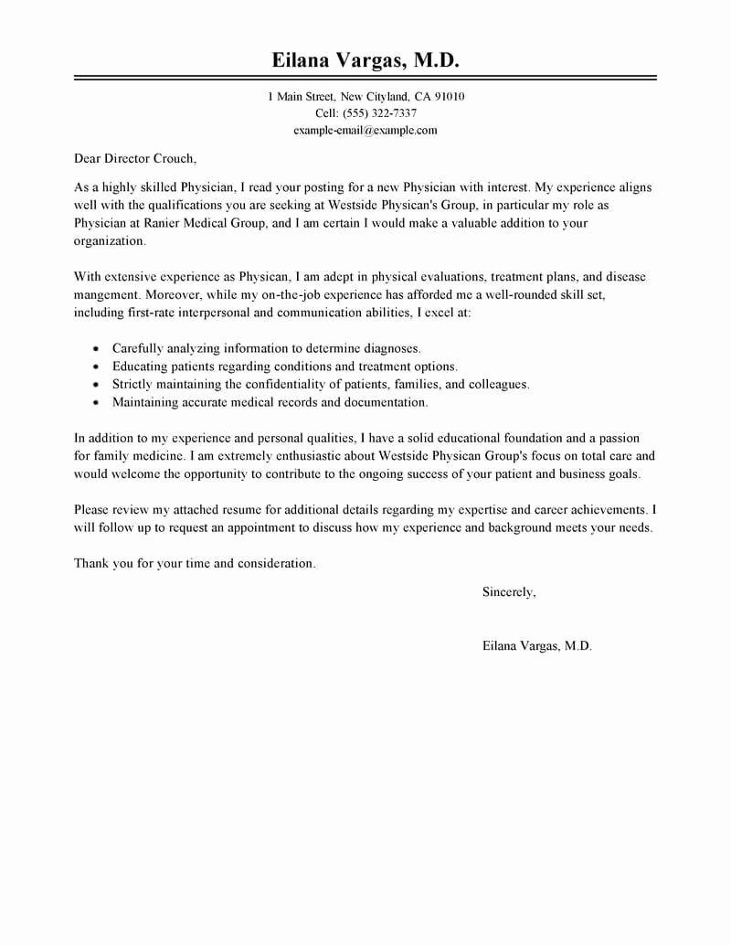 Cover Letter for Medical School Unique Best Doctor Cover Letter Examples
