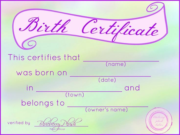 Create A Birth Certificate for School Project Best Of Free Printable Stuffed Animal Birth Certificates
