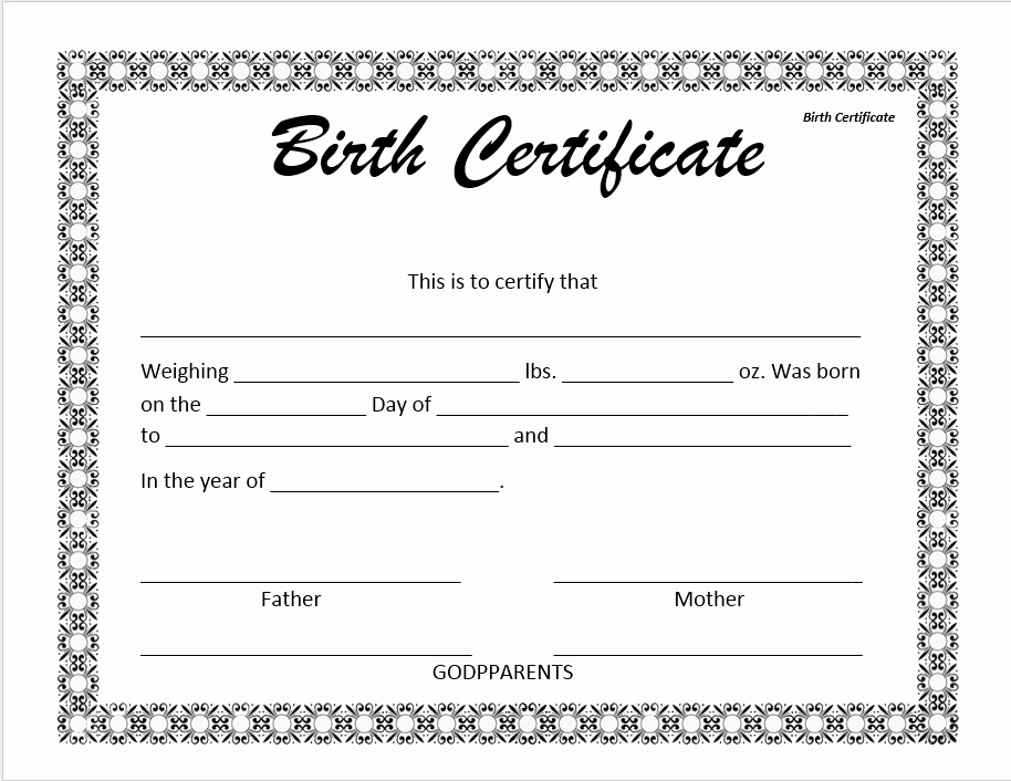Create Birth Certificate Template Beautiful 14 Free Birth Certificate Templates In Ms Word &amp; Pdf