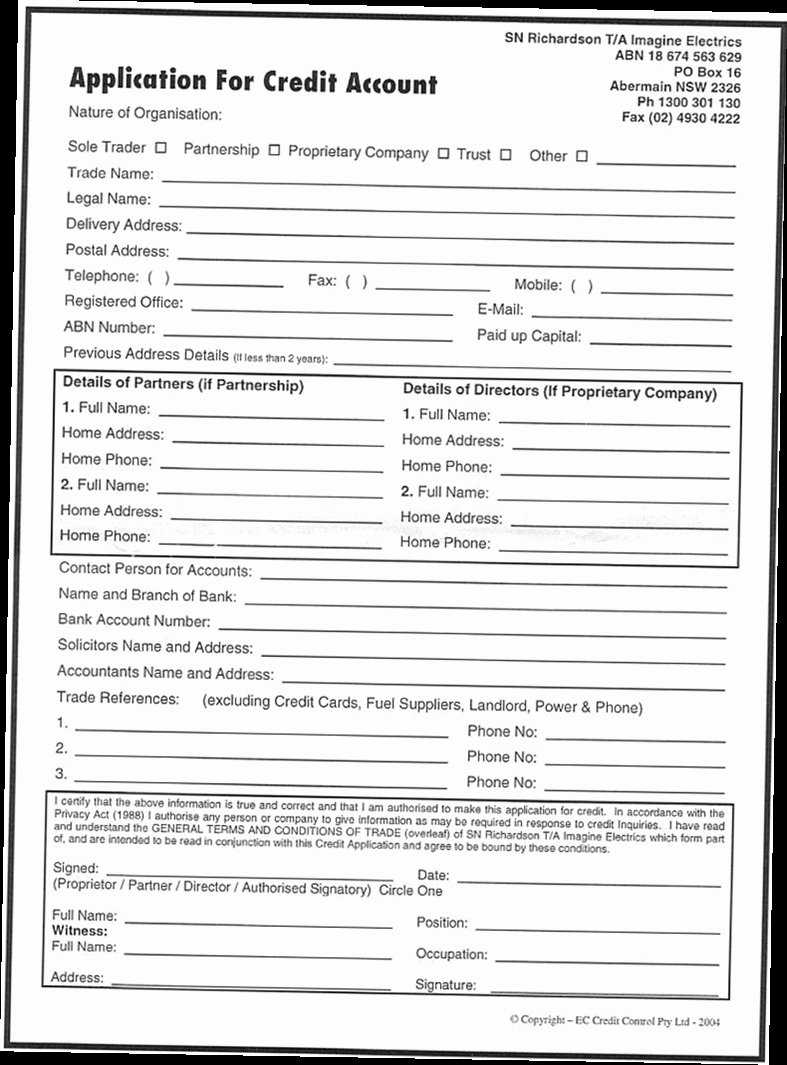 Credit Application form Beautiful Business Credit Application form Pdf