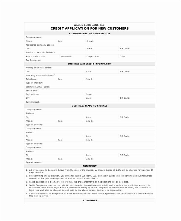 Credit Application form Unique Sample Credit Application form 8 Documents In Pdf Word