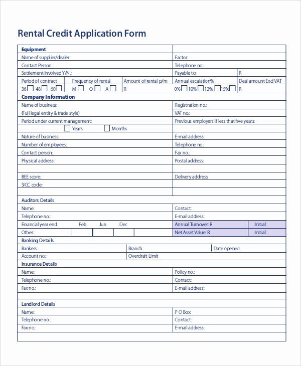 Credit Application form Unique Sample Credit Application form 8 Examples In Word Pdf