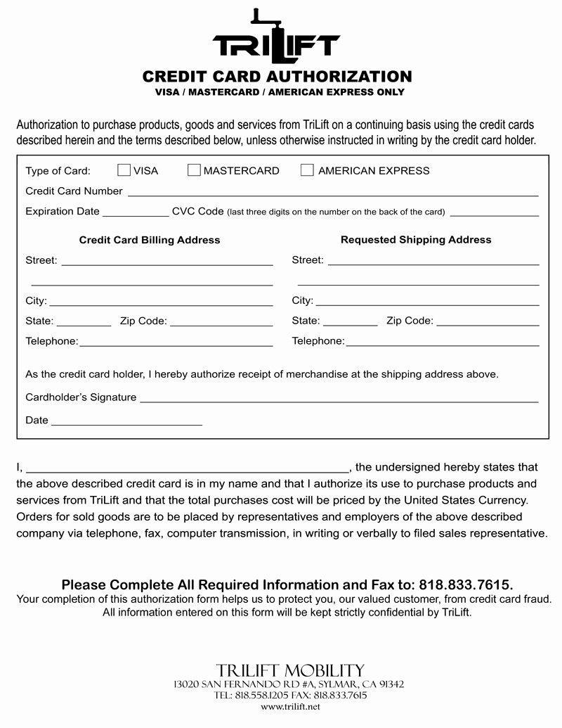 credit card authorization form 7965