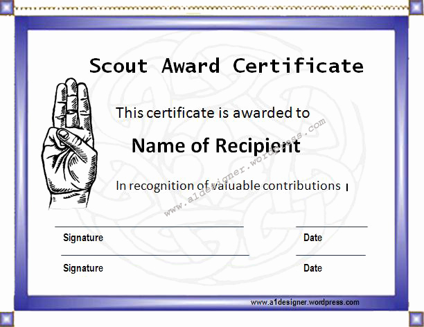 Cub Scout Certificate Template Awesome Boy Scout Certificate Template