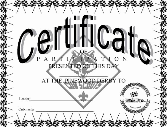 Cub Scout Certificate Template Luxury Pinewood Derby Certificates Free Printable