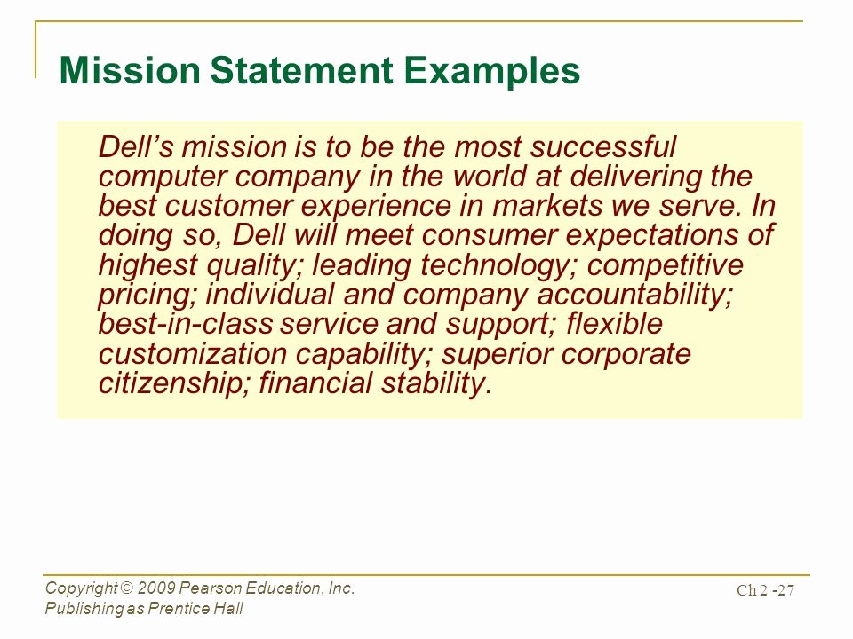 Customer Service Mission Statement Examples Awesome Chapter 2 the Business Vision &amp; Mission Ppt
