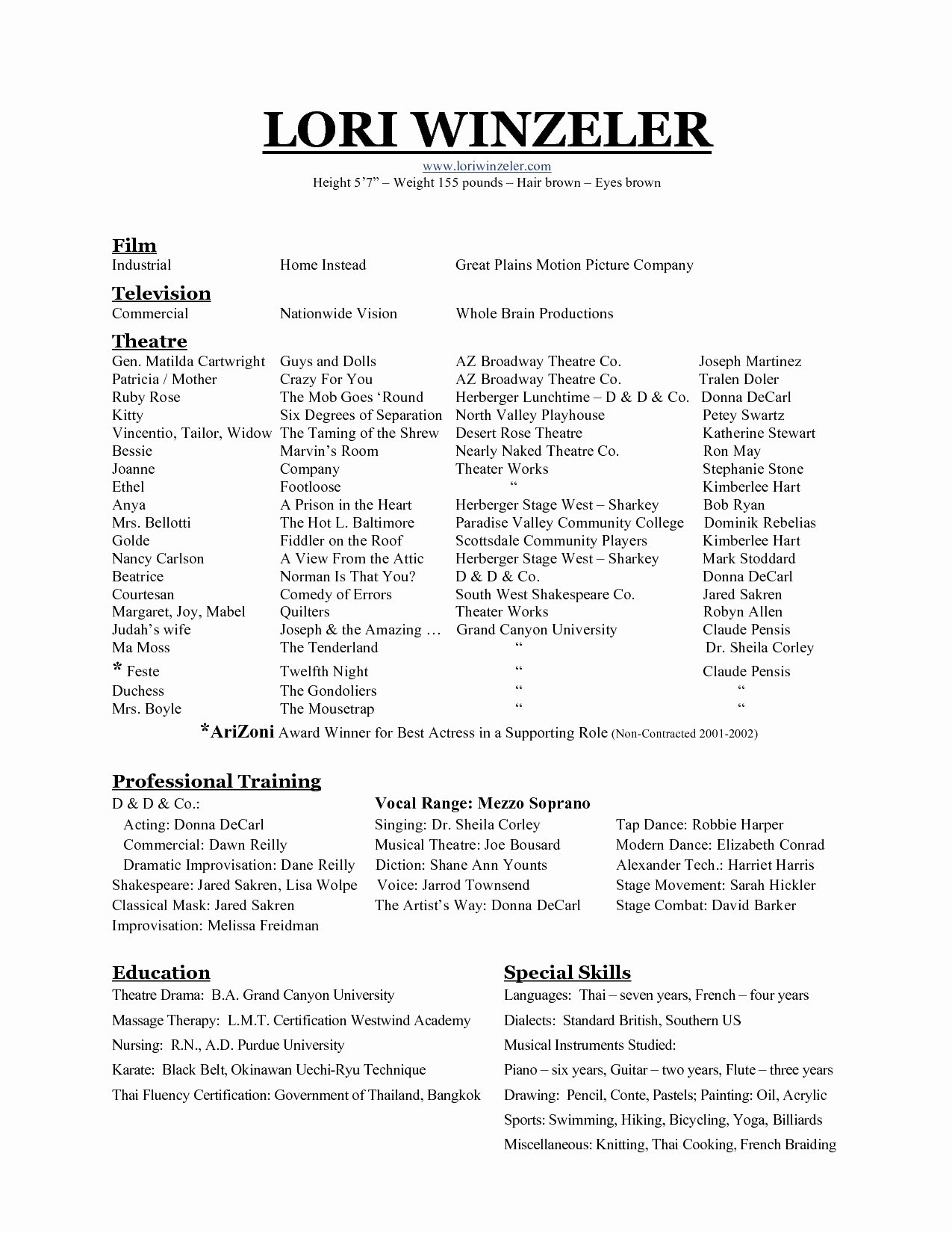 Dance Resume Template Microsoft Word Awesome 11 Audition Resume Template Samples