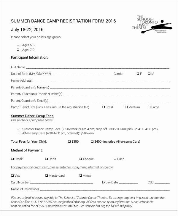 Day Camp Registration form Template Awesome 50 Registration forms In Pdf