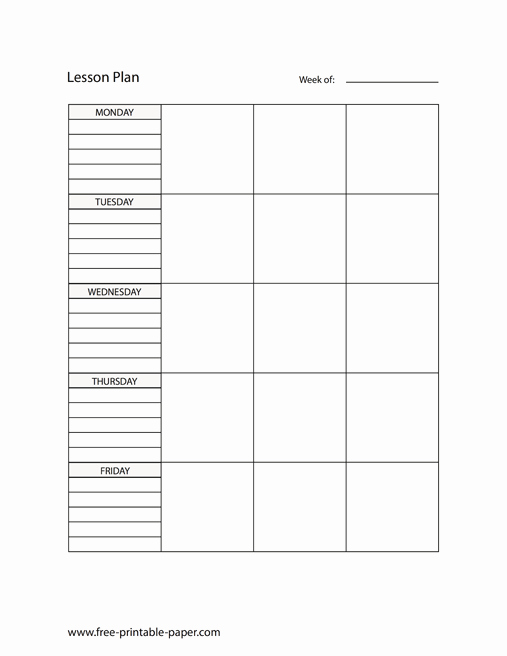 Dcps Lesson Plan Template Fresh Printable Lesson Plan Template – Blank Lesson Plan – Free