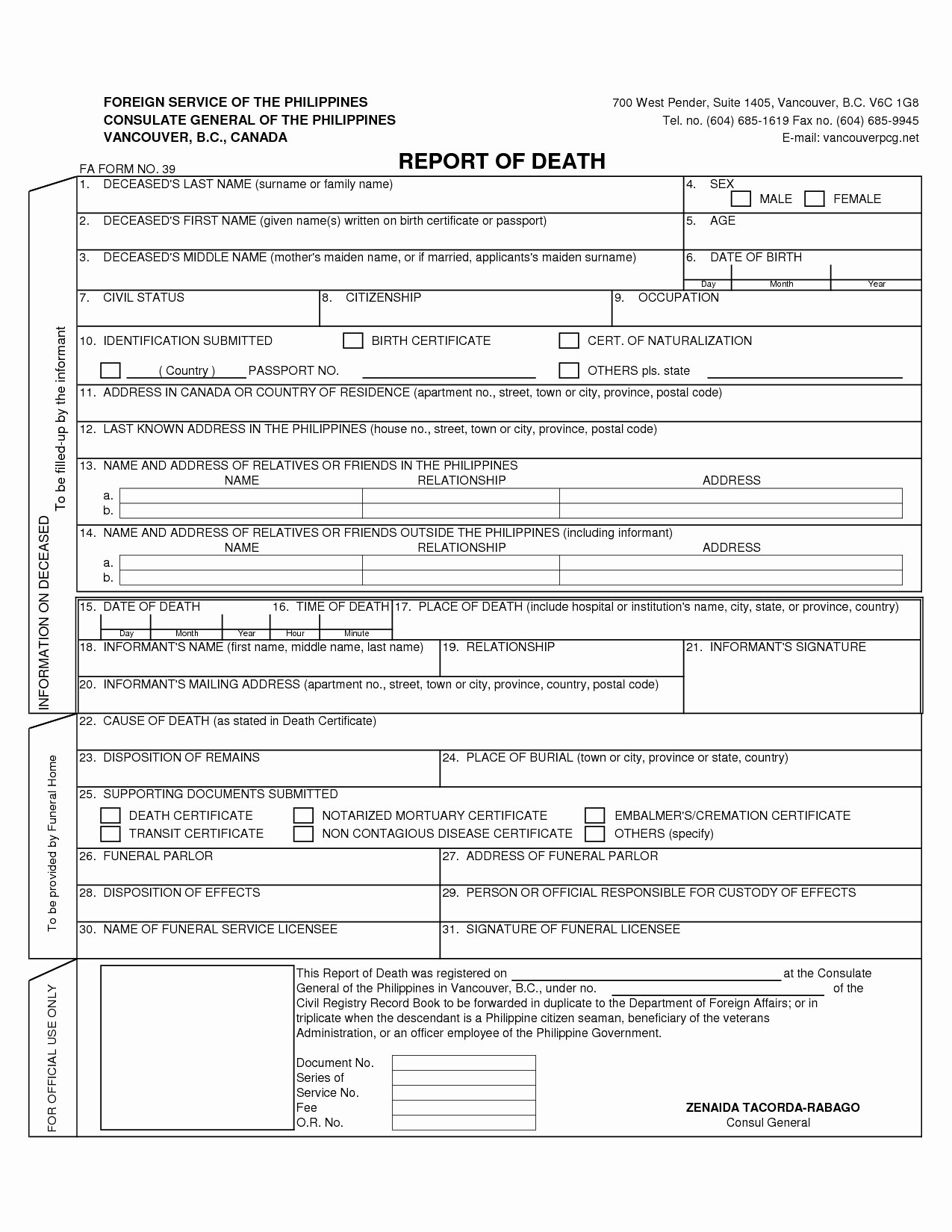Death Certificate Template Word Awesome Death Certificate Template Microsoft Word