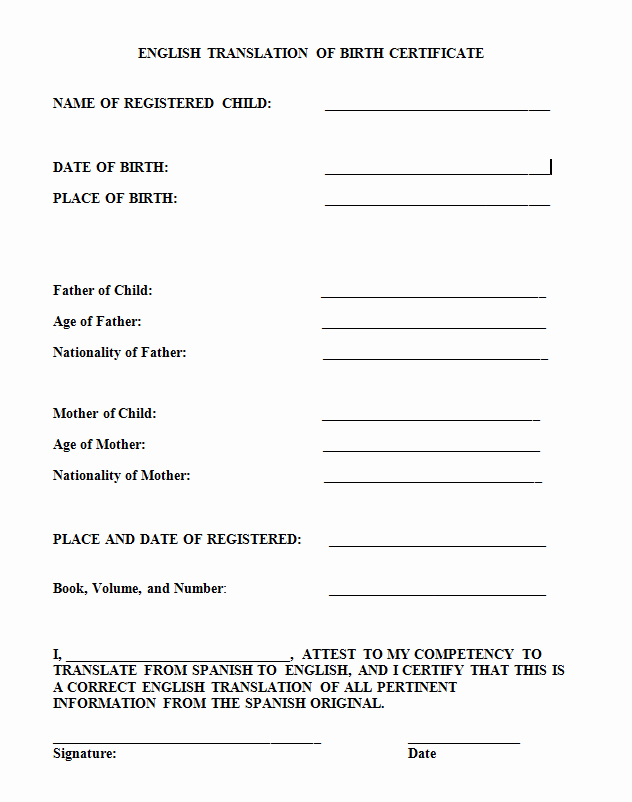 Death Certificate Translation Template Lovely 15 Birth Certificate Templates Word &amp; Pdf Free