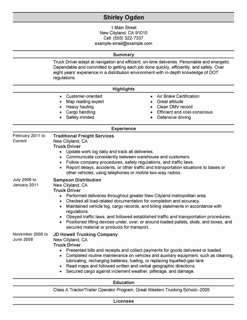 Defensive Driving Certificate Template Best Of Best Truck Driver Resume Example From Professional Resume