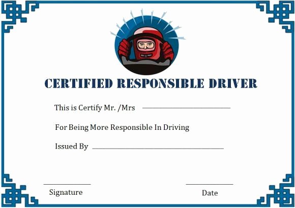 safe driving certificate template