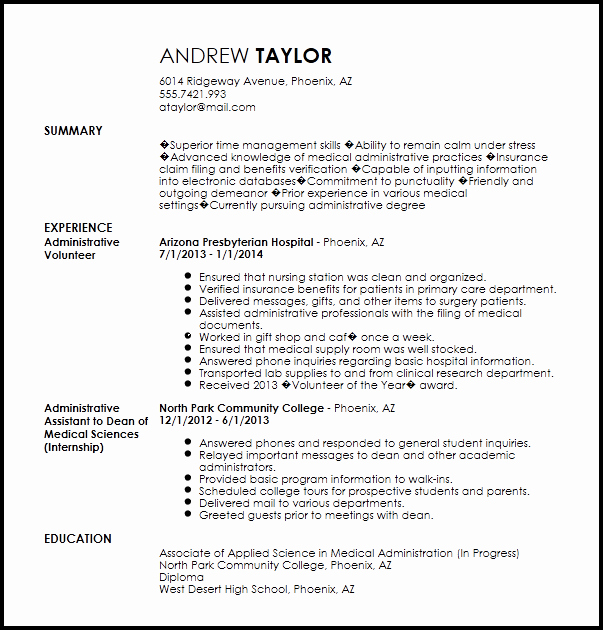 Degree In Progress Resume Awesome Free Entry Level Clerical Ficer Resume Template