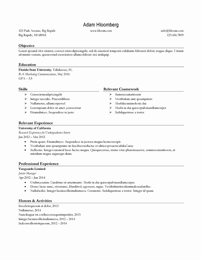 Degree In Progress Resume Inspirational Internship Resume Template and Job Related Tips