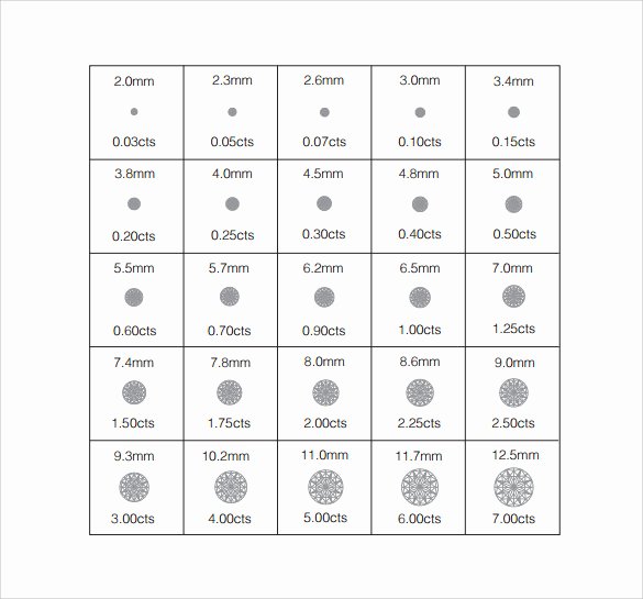 Diamond Carat Size Chart Pdf Best Of Sample Diamond Size Chart 5 Documents In Pdf
