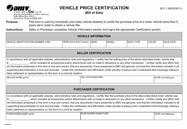 Dmv Bill Of Sales form Luxury Download Virginia Motor Vehicle Bill Of Sale form for Free