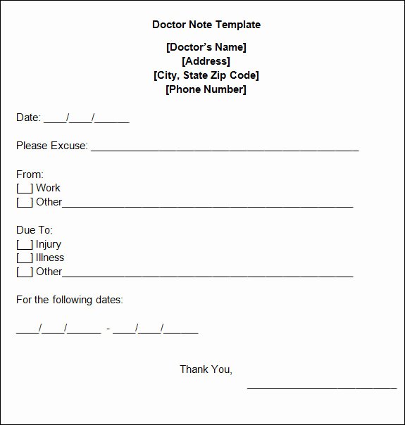 Doc Note for Work Awesome 5 Free Fake Doctors Note Templates