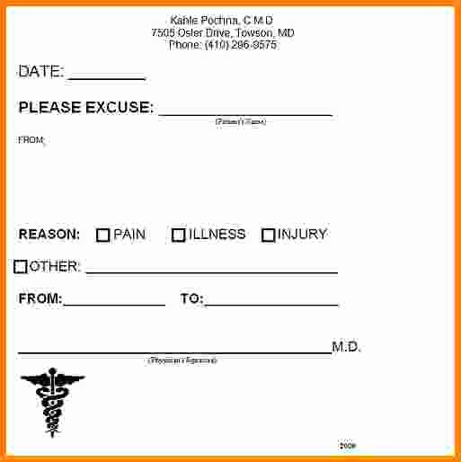 Doc Note for Work Awesome 9 Free Printable Doctors Note for Work