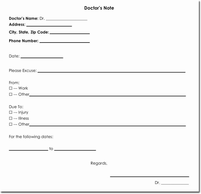 Doc Note for Work Best Of Doctor S Note Templates 28 Blank formats to Create