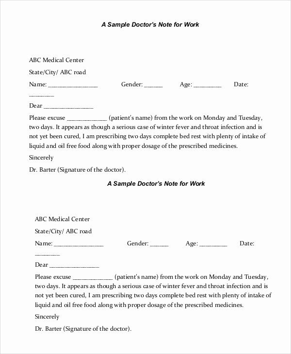 Doc Note for Work Best Of Sample Doctors Note 8 Examples In Pdf Word