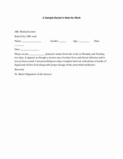 Doc Note for Work Luxury Doctors Note for Work Template Download Create Fill and
