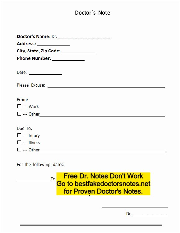 Doc Note for Work Luxury Fake Doctors Note Excuse Templates for Work &amp; School Pdf