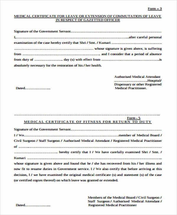 Doctor Certificate for Sick Leave Template Best Of 7 Sample Medical Certificate forms Pdf Word