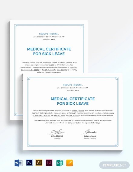 Doctor Certificate for Sick Leave Template Fresh 15 Medical Certificate Templates for Sick Leave Pdf