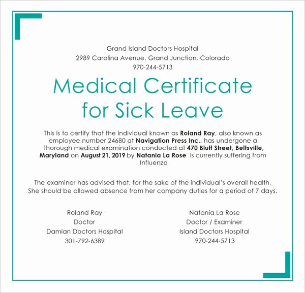 Doctor Certificate for Sick Leave Template Luxury 23 Medical Certificate Samples